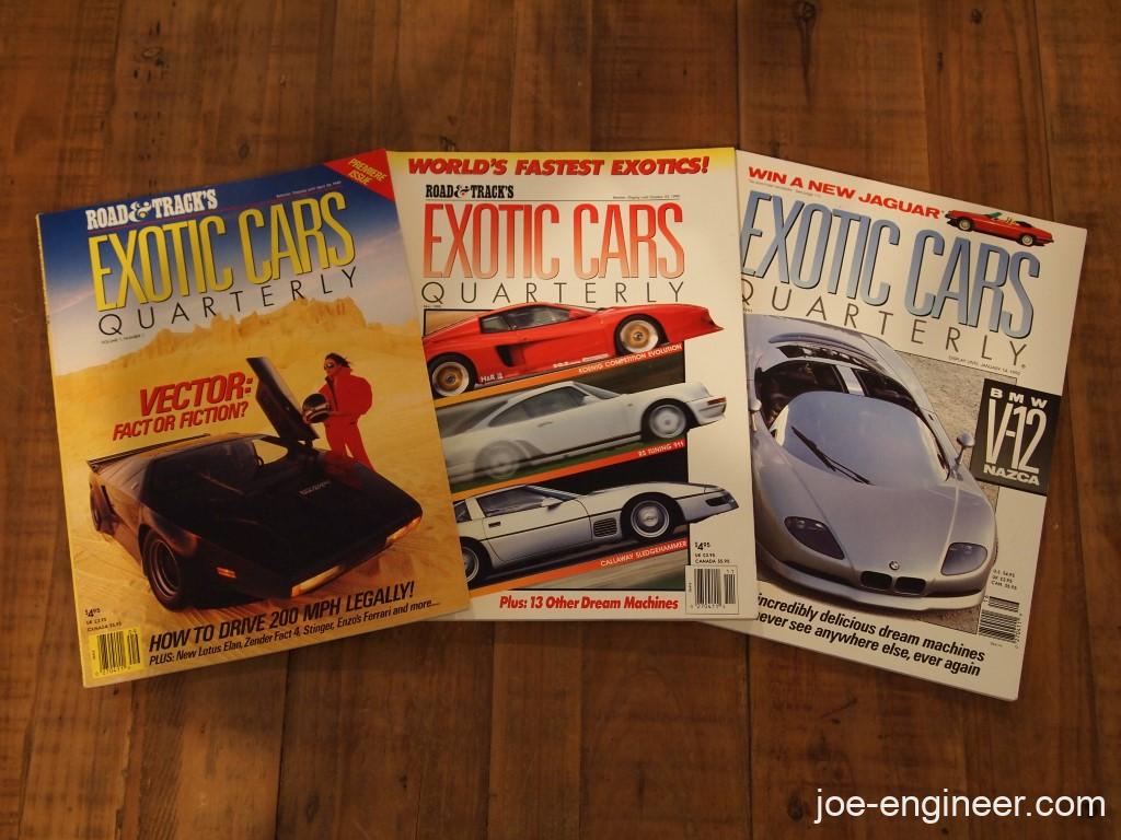 My collection of old Exotic Cars Quarterly magazines.